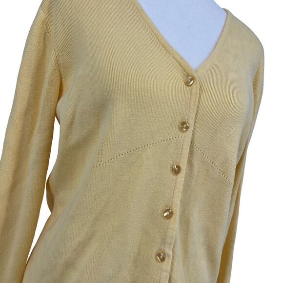 Vintage Y2K Erik Stewart Cardigan Canary Yellow Button Front Medium - Picture 3 of 4